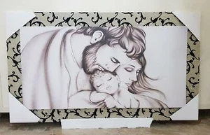 QUADRO SACRA FAMIGLIA CON GLITTER ARGENTO E NERO - Imagen 1 de 5