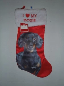Dachshund Black & Tan Christmas Stocking  I Love My Doxie Holiday NEW HAS TAGS - Picture 1 of 1