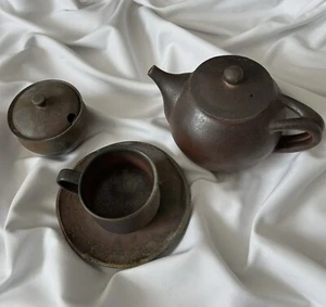 Aomori Tsugaru Kanayama Ware Tea Set Japanese Coffee Cup & Pot & Sugar Pot 3 Set - Picture 1 of 17