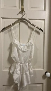 VTG Movie Star USA Blush Pink Floral Teddy Romper Lace Trim Snap Crotch Sz S - Picture 1 of 7