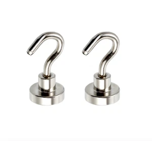 2 Pcs Magnetic Hooks Power Hook Magnet Neodymium Rare Earth 2kg N52 D12 NEW - Picture 1 of 1
