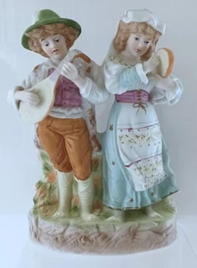 Antique German Large 10.5"H Figural Bisque of Two Young Musicians - Picture 1 of 11