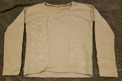 Перемотка женщин средний белый кружевной оверлей пуловер толстовка милый - Изображение 1 из 4