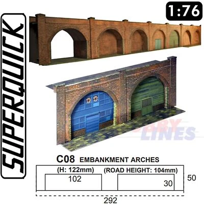 EMBANKMENT ARCHES C8 1:76 OO HO Gauge Railway Building Series C C08 SuperQuick - Image 1 of 4