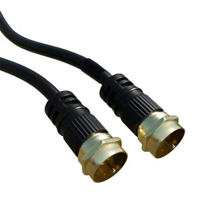 1.5m F Plug Satellite Cable Coax Sky Virgin TV Freeview Gold Connectors Screw - Picture 1 of 5