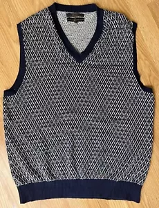 Vintage Tommy Hilfiger Thin Knit Sweater Vest Mens LARGE Navy Argyle 90s USA EUC - Picture 1 of 5