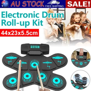 9Pads Electronic Drum Practice Roll-up Drum Pads Electric Kit - Picture 1 of 14