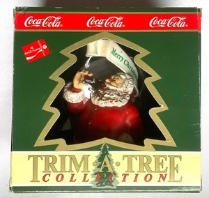 COCA-COLA TRIM-A-TREE COLLECTION Santa Drinking a Coke CHRISTMAS ORNAMENT 1990 - Picture 1 of 8