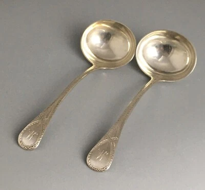 George III Silver Bright Cut Sauce Ladles S Adams II London 1810 108g GBZX - Image 1 of 4