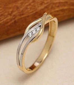 925 Sterling Silver 2 Tone Ring, Two Tone Fancy Women's Ring, Dainty Ring - Picture 1 of 6