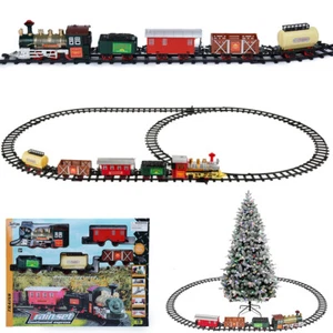 Ornate Electric Christmas Train Tracks Set Lights Sound Kids Toy Gift Tree Decor - Picture 1 of 16