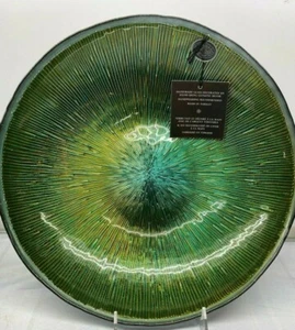 Blue Teal Starburst Decorative Bowl Dish Turkey Luster Glass 13” New - Picture 1 of 6