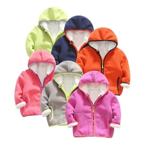 Toddler Girls Boys Winter Long Sleeve Coat Solid Thick Fleece Zipper Hood Coat - Picture 1 of 37