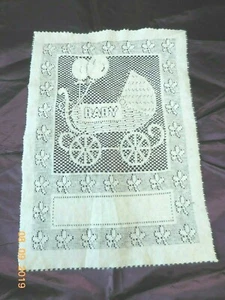 Vintage süßer Baby Buggy Spitzenborte Stoff 11x15 Kinderzimmer Volant Kissen Dekor 052 - Bild 1 von 10