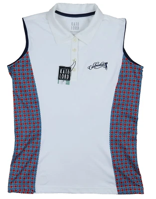 НОВЫЙ! Клюшка для гольфа поло Kate Lord Celebration FL без рукавов белая сине-красная СРЕДНЯЯ - Изображение 1 из 4