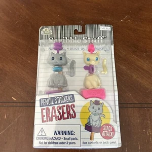 Scribble Stuff Pencil Stackers Erasers ~ Cats. Brand New In Package - Picture 1 of 4