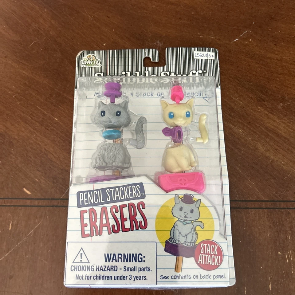 Gomas de borrar apiladores de lápices Scribble Stuff ~ gatos.  Nuevo en paquete Foto 1 de 4