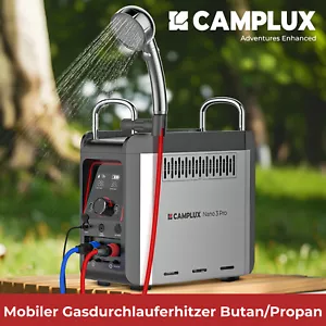 CAMPLUX Mobiler Gasdurchlauferhitzer mit Wasserpumpe und Griff 12V Campingdusche - Bild 1 von 7