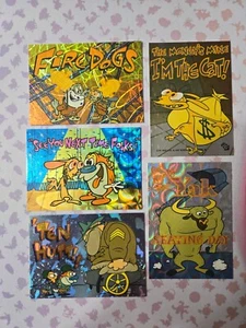 Lot of 5 1993 Topps Ren and Stimpy Prismatic Foil Trading Cards #7 19 32 36 41 - Picture 1 of 2