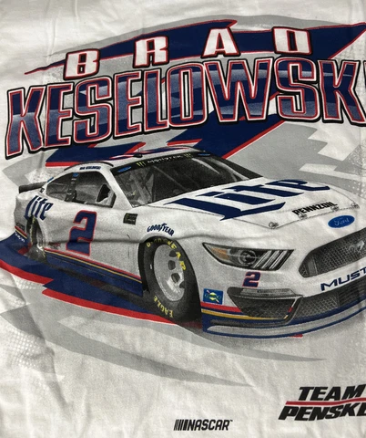 Brad Keselowski TShirt NASCAR Blue Deuce #2 Penske Ford Mustang Miller Lite Sz L Cover