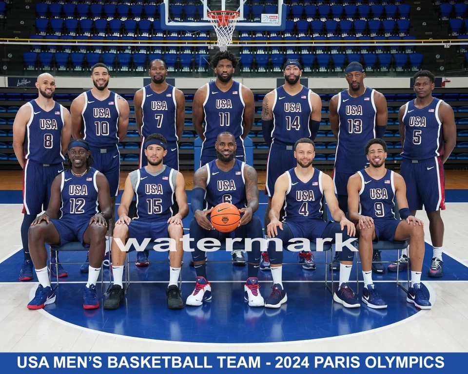 Олимпийская баскетбольная команда США 2024, 8x10 цветное фото - Изображение 1 из 1