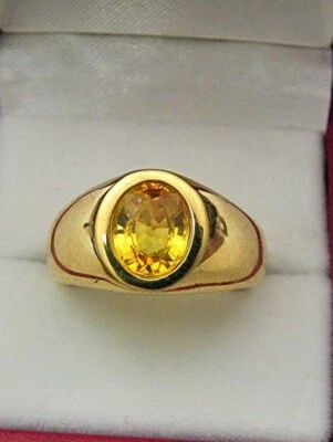 AAAA Yellow Sapphire 9x7mm 2.79 Carats in Heavy 18K Yellow gold MAN'S ring - Image 1 of 4