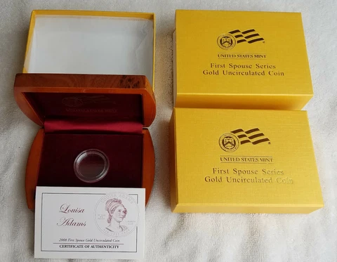 2008-W $10 UNC Gold Louisa Adams First Spouse OGP & COA - NO Coin (item X20) Cover