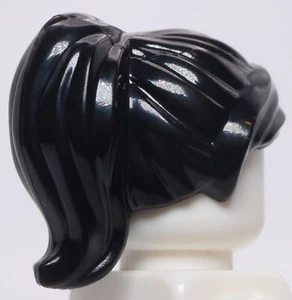 Lego Black Minifig Hair Female Ponytail and Swept Sideways Fringe - Picture 1 of 2