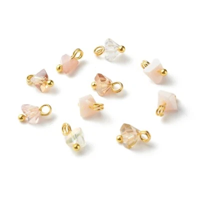 100x Dijes colgantes triángulo de cristal rosa blanco para hacer joyas de pulsera Foto 1 de 4