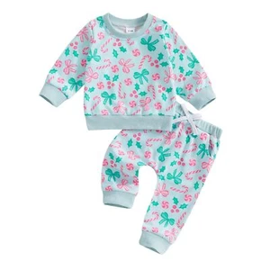 Baby Girl Fall Winter Outfits Toddler Clothes Long Sleeve Bow Printed Crewnec... - Picture 1 of 6