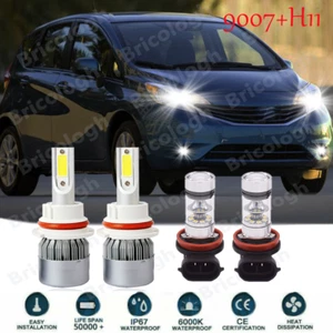 For Nissan Versa Note 2014-2019 4x LED Headlight Fog Light Bulbs Combo Kit 6000K - Picture 1 of 12