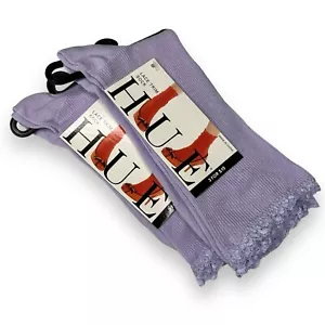 Hue Women’s Socks Lace Trim Pale Lilac One Size Fits Most 2 Pairs - Picture 1 of 4
