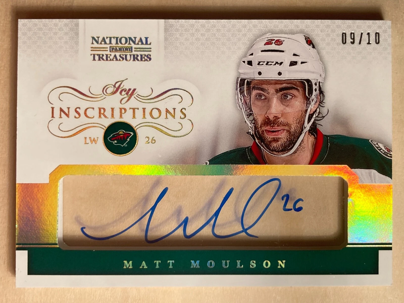 2013-14 Panini National Treasures Icy Inscriptions Gold Matt Moulson 09/10 READ