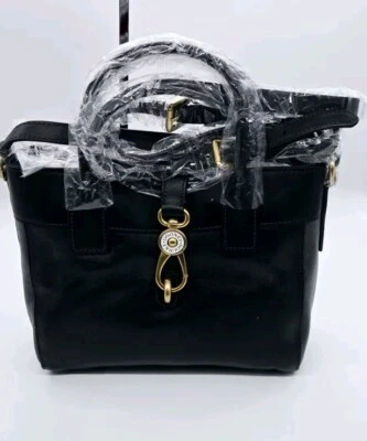 Dooney & Bourke Black Amelie Florentine Leather Satchel Tote Crossbody Handbag - Image 1 of 4