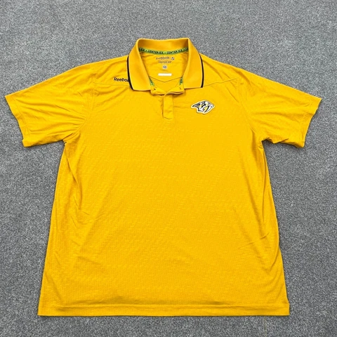 Nashville Predators Polo Shirt Men XL Yellow Blue Quick Dry Performance Reebok Cover