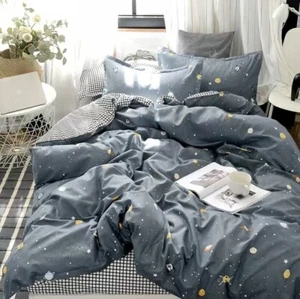 Pottery Barn Kids Twin Size Duvet Cover Bedding Set Blue Space Planets Print NEW - Picture 1 of 4