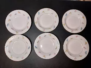 Vintage Pope-Gosser Revere Soup Bowls 7.75" Set of 6 Gold Trim Floral - Picture 1 of 5