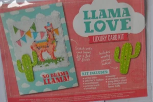 Kit punti croce con grafico - Kit carte Llama divertente con pulsante a forma di cactus - Foto 1 di 1