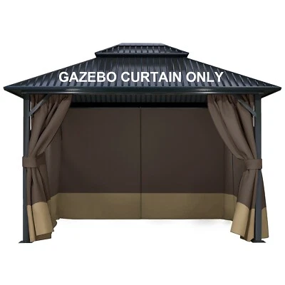 Aoodor 10' x 10' Gazebo Curtain Replacement Universal 4-Panel Sidewalls - Image 1 of 4