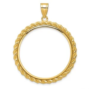 1984 1 oz Helen Hayes Arts Prong Set Polished Rope Coin Bezel in 14k Gold - Picture 1 of 7