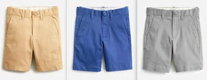 NWT J.CREW CREWCUTS Boys' stretch Stanton chino short,Khaki/Blue/Gray, 7, 10, 16 - Picture 1 of 12