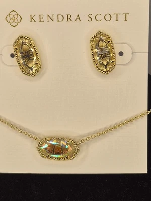 Kendra Scott комплект Emery серьги переливающийся золотой Elisa ожерелье короткая подвеска сумка - Изображение 1 из 4