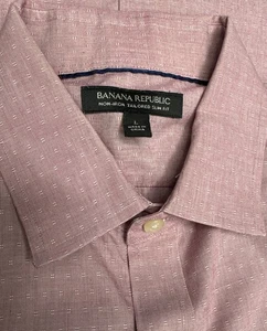 Banana Republic Bügelfreies maßgeschneidertes Slim Fit Hemd Herren Large rosa 100 % Baumwolle - Bild 1 von 6