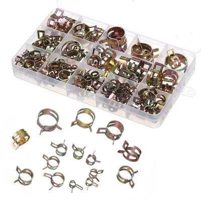 GOF 115PC 6-22mm Spring Hose Clamps Fastener Fuel Water Line Pipe Air Tube Clips Kit
