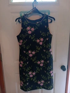 Jessica Howard Black Pink Embroidered Flowers Sleeveless Sheath Dress Size 14 - Picture 1 of 4