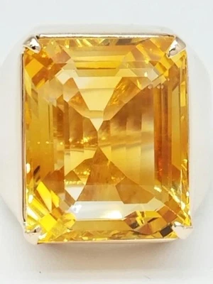 Anillo de piedras preciosas de citrino talla esmeralda tamaño 7,5 oro amarillo de 14K (AP1097105) Foto 1 de 4