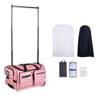 23 Inch Dance Bag with Garment Rack Rolling Duffle with Wheels for Travel Pink