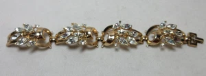 VINTAGE TRIFARI STRASS ARMBAND GOLDFARBEN FEHLEN 2 STEINE #37 - Bild 1 von 10