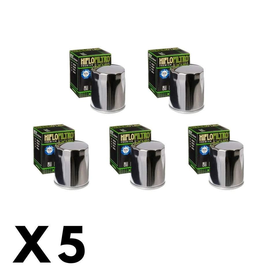 5 Pack Hiflo Chrome Oil Filter for Harley 1200 Sportster Custom 1999-2000 - Imagem 1 de 1