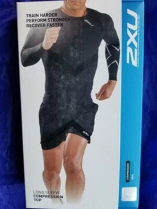 2XU Compression L/S Top Black/Silver #MA2308a - Picture 1 of 1